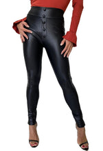 Load image into Gallery viewer, Flattering Black Skinny Shine Buttons Pants
