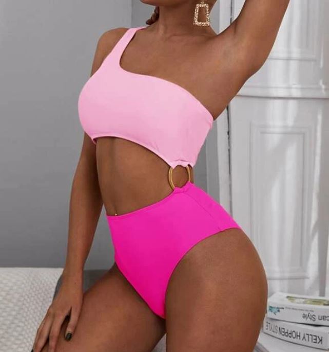 Bright And Eye Catching Pink One Piece Swimsuit
