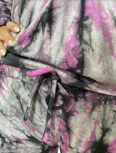 Purple Tie Dye Set With Matching Mask