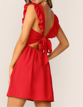 Load image into Gallery viewer, Super Cute Red Tie Back Dress
